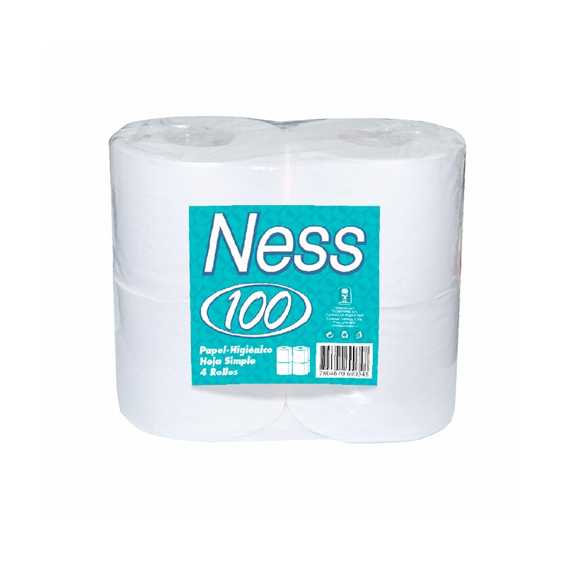 Papel Higiénico 100 mts H/S marca Ness extra blanco x 48 rollos